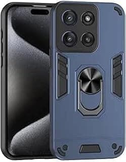 Case Compatible with Motorola Moto G56 Dual Layer Shockproof Cover with 360° Rotating Ring Kickstand and Magnetic (Blue)