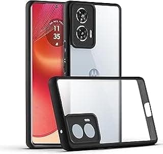 Crystal Clear Case For Motorola Moto G35 5G, [Not Yellowing] [Not Yellowing] [Military Grade Protection] Shockproof Protective Phone Case with Camera Protection - Black Frame
