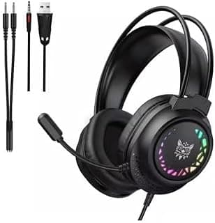 X92 RGB Wired Gaming Headset with 3D Surround Sound Noise Cancelling Microphone 50mm Drivers Adaptive Headband Over Ear Headphones for PC Laptop Mobile Devices - Black
