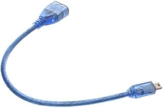 كابل محول USB - نوع ايه انثى الى USB ميني 5 دبابيس ذكر - كابل شحن وبيانات للاجهزة مثل وحدات التحكم في الالعاب والكاميرات ونظام تحديد المواقع - دعم او تي جي - ازرق