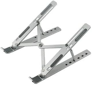 Aluminum Riser - Premium Adjustable Laptop Holder for 10-15.6 Screens, Silver Color, Ergonomic Design Reduces Neck Strain, Sturdy Metal Construction for MacBook Air Pro Dell HP Lenovo Tablets