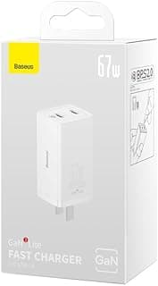 شاحن باور بانك جان فايف برو فائق السرعة بقدرة 140 واط PD3.1 QC4.0 مع 3 مخارج لاجهزة ابل ايفون وايباد وسامسونج جالكسي والتابلت واوبو وهواوي وشاومي واسوس روج من باسيوس - ابيض، USB