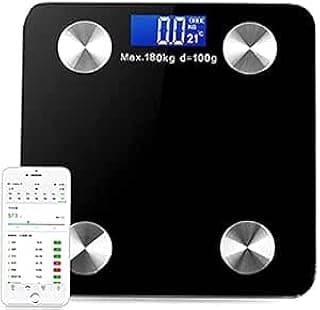 Digital Personal Scale, Smart Body Weight Scale with Bluetooth and App, USB Rechargeable Body Composition Monitor (Black)