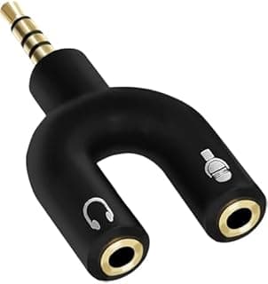 محول مقسم سماعة وميكروفون 2 في 1، محول مقسم صوت AUX (3.5mm) شكل حرف U للكمبيوتر، اللابتوب، والموبايل - اللون حسب المتوفر