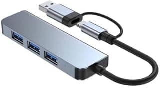 موزع 4 في 1 نوع C ومنظم - محول شبكة جيجابت ايثرنت سريع مع 3 منافذ USB 3.0 متوافق مع جميع اللابتوبات والتابلت