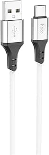 كابل شحن ونقل بيانات سيليكون X86 (3 امبير - 1 متر)، USB-A إلى USB-C، متوافق مع سامسونج، هواوي، شاومي، اوبو - أبيض