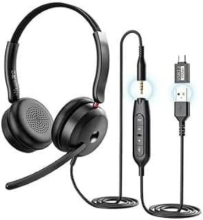 Onkuma X81 RGB Wired Gaming Headset with Noise Cancelling Microphone Surround Sound LED Lighting 3.5mm USB A and USB C Connectivity Over Ear Headphones for PC PS5 PS4 Xbox Laptop Black