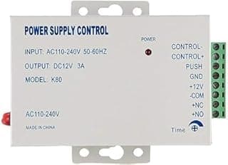 باور سبلاي متحكم K80 12V 3A لنظام هاتف باب وانتركوم فيديو بمدخل جهد متردد من 110V إلى 240V ويدعم قفل الباب الكهربائي المفتوح بالوضع الأساسي والمغلق بالوضع الأساسي وزر المخرج، مزود طاقة لجرس باب فيديو