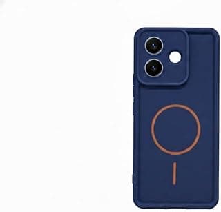 جراب فيفو V60 لايت بملمس ناعم، جراب سيليكون متوافق مع حواف مرتفعة، حساسية الكاميرا، تصميم مقاوم للصدمات وبصمات الأصابع - (ازرق)