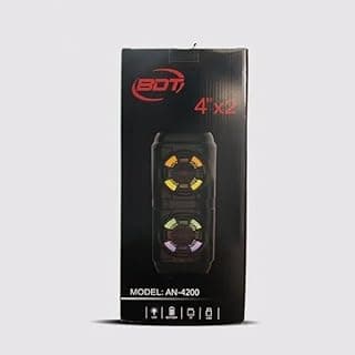 سماعة بلوتوث لاسلكية AN-4200 بـ 4 مداخل و2 مخرج مع اضاءة LED، لون اسود