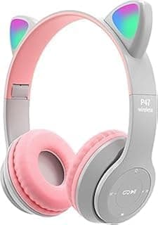 Sonix Tech P47 Wireless Cat Ear Bluetooth Stereo Headset with Built-in Microphone for Laptop/Mobile and Computer, Gray