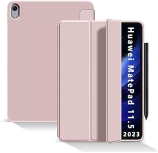 جراب سيليكون قابل للطي لجهاز هواوي MatePad 11.5 (2023) BTK-W00 BTK-W09 خفيف الوزن مع حامل مقاوم للصدمات، خاصية النوم/الاستيقاظ التلقائي (وردي)