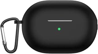 جراب مضاد للصدمات متوافق مع سماعات هواوي Freebuds Pro 4، غطاء سيليكون ناعم، مقاوم للخدش مع ميدالية، يدعم الشحن اللاسلكي وإضاءة LED (أسود)