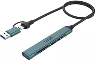 موزع 5-in-2 USB-C/USB 3.0 موديل UCA9705 مع قارئ كروت SD/TF - محول متعدد المنافذ مع 3 منافذ USB للابتوب، ماك بوك، كمبيوتر، تابلت وهواتف ذكية