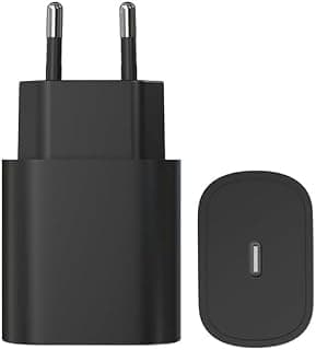 Super Fast Charging Adapter with USB-C to USB-C Cable for Smartphones ((25W PD USB-C Compatible with Samsung Mobile Phones Without Cable (Black)))