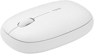 رابو ماوس بلوتوث صامت متعدد الاجهزة M650، وضع بلوتوث مزدوج + ماوس لاسلكي 2.4G، عمر بطارية 9 اشهر، تبديل حتى 3 اجهزة، ضمان لمدة عامين - ابيض كريمي