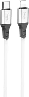 X86 - كابل سيليكون Spear PD للشحن السريع ونقل البيانات (20 وات - 1 متر)، منفذ USB-C إلى Lightning، متوافق مع ابل ايفون وايباد وايربودز - أبيض