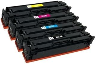 مجموعة خراطيش حبر اتش بي 201A CF400A/CF401A/CF402A/CF403A، اسود/ازرق سيان/اصفر/ارجواني ماجنتا، متوافقة مع سلسلة ليزر جيت برو M252 وM274n وM277