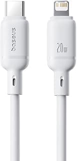 كابل شحن سريع 20 وات PD من USB-C إلى Lightning، طول 2 متر (480 ميجابت في الثانية) لهواتف ابل ايفون وايباد - سلسلة Super Flash (أبيض)