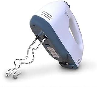 مضرب بيض يدوي كهربائي، 7 سرعات، مع 2 خفاقة و2 خطاف عجين، أبيض