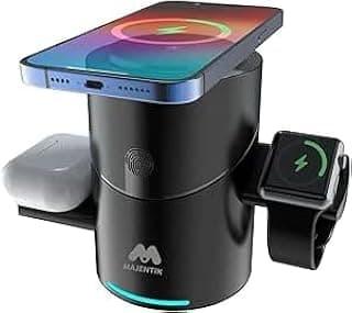 3 in 1 Wireless Charging Fast Charging Station Desktop Stand Compatible with iPhone 15/14/13, Apple Watch, AirPods Pro, Black
