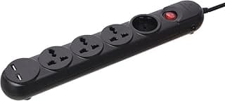 SYSTEMMAX SMPG-4P2U Power Strip, 4 Sockets, 2 USB Ports, 2M Extension Cord, Circuit Breaker Protection, Copper Conductor, ABS Plastic, 2500W 10A 250V, Black