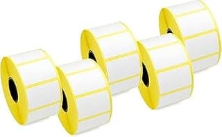 Barcode Label Rolls - Adhesive Labels For Barcode Printers, Set Of 5 Roll Size 2.5 CM X 3.8 CM, Each Roll Contains 1500 Labels, Easy Peel & Labeling Stickers