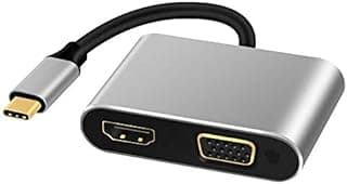اكس في زد محول USB C الى HDMI VGA موزع نوع مع 4K وVGA بدقة 1080P وشاشتين بنفس الشاشة متوافق لابتوب نينتندو سويتش عدد المنافذ: 2