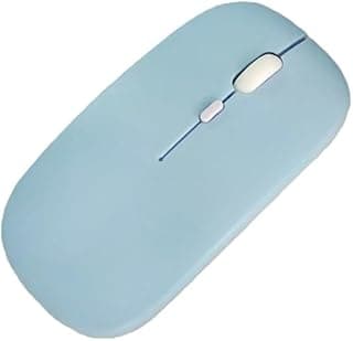 ماوس لاسلكي نحيف – نقرات صامتة، تصميم مريح فائق النحافة، ماوس بصري 2.4GHz USB للابتوب والكمبيوتر وماك بوك (أزرق فاتح)