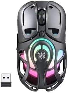DM02 Tri Mode RGB Gaming Mouse with 2.4GHz Wireless Bluetooth and Wired Connectivity Lightweight Honeycomb Design 12800 DPI 1000Hz Polling Rate Ergonomic Gaming Mouse for PC Grey