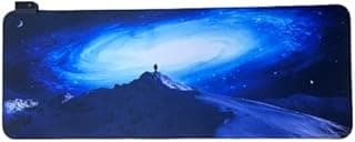 Gaming Mouse Pad, Cosmic Galaxy Design, Blue, Large Extended Size, Smooth Surface