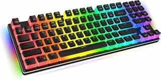 كيبورد جيمنج ميكانيكي مع إضاءة RGB، أغطية مفاتيح PBT، كيبورد سلكي TKL بدون لوحة أرقام، سويتشات زرقاء للكمبيوتر/ماك، أسود