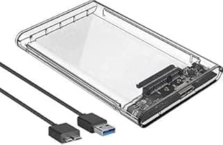 قرص صلب خارجي ساتا إلى USB 3.0 هارد HDD/ هارد SSD، صندوق قرص صلب شفاف 6.35 سم (للقرص الصلب ساتا 6.35 سم، أسود شفاف) من كير كيهز®