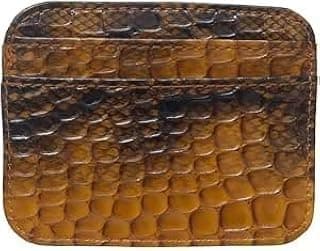 Card Holder, Brown Snake Print, Genuine Leather, Slim Wallet Design- M-013-MB-