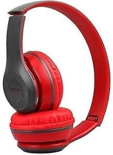 Wireless Bluetooth Gaming Headset - P47, Over Ear Stereo Music Over-Ear Headphones with Memory Card Support, Gaming Headphones Built-in Microphone for Laptop Phone PC (Red)