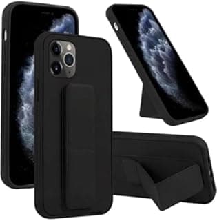 جراب بمقبض مغناطيسي لهاتف iPhone 14 pro - غطاء ناعم مقاوم للصدمات مع حزام يد، مسند مدمج، متوافق مع حامل السيارة، جراب موبايل رفيع للحماية (أسود)