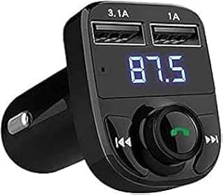 مجموعة بلوتوث mp3 للسيارة بدون استخدام اليدين، جهاز ارسال اف ام ومشغل موسيقى USB مزدوج يدعم بطاقة Micro SD 1 جيجا - 32 جيجا اسود
