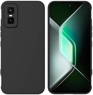 جراب سيليكون متوافق مع Infinix GT 30 Pro، ملمس حريري ناعم، جراب مضاد للصدمات بحماية كاملة للكاميرا مع بطانة مايكروفايبر (أسود)
