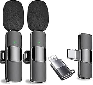 K9 Dual Wireless Microphone - Compatible with All Phones Omnidirectional Plug and Play Interview Live Streaming YouTube Video - Hypercardioid - Black