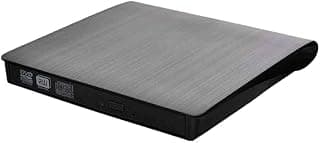 محرك أقراص ضوئي خارجي وناسخ CD/ DVD ومشغل نوت بوك روم بمنفذ USB 3.0 مع مفتاح لمس حثي - أسود
