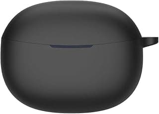 جراب سيليكون متوافق مع سماعات Vivo Buds TWS 3e، جراب حماية سيليكون ناعم، غطاء مضاد للصدمات مع حلقة تعليق لـ Vivo Buds TWS 3e (اسود)