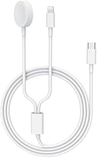 كابل شحن USB C 2 في 1، كابل شحن لاسلكي مغناطيسي 1.2 متر لـ iWatch، شاحن ساعة متوافق مع ابل Watch سلسلة 9/8/7/6/5/4/3/2/1/Ultra 2/Ultra/SE
