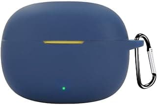 360 Protection Shockproof Design Soft Rubberised Case with Keychain for Realme Buds T200 Lite (Navy Blue)
