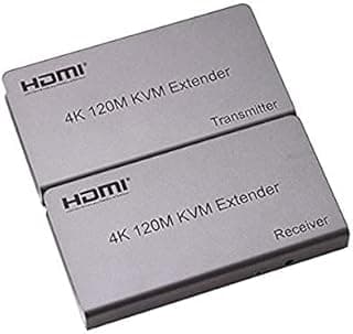 موسع KVM HDMI بدقة 4K، تمديد ماوس/كيبورد USB لمسافة 120 متر عبر كابل شبكة Cat/RJ45/LAN/UTP، تحكم IR، مخرج TX/RX 3.5MM