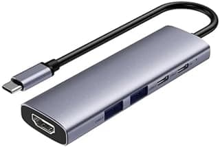 موزع منافذ R@poo XD51 متعدد الوظائف 5 في 1 USB-C، مخرج 4K HDMI، شحن سريع 100 وات PD، منفذين USB 3.0