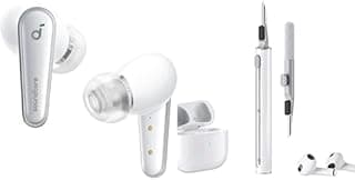 Earbuds Essential Bundle ( by Anker Liberty 4, Noise Cancelling Earbuds18 Months Local Warranty + LENOK Cleaner Kit for AirPods Soft Brush Flocking Sponge for Earphones Case Cleaning White)