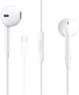 سماعة أذن سلكية بمنفذ USB C متوافق مع جوال آيفون 15/15 برو/15 برو ماكس، ايباد برو/اير سيريز وسامسونج واوبو - سماعات داخل ألاذن مع موصل تايب سي
