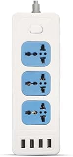 Elwsam El Wesam WS3310 EU Plug Power Strip Control Button With Three Ports And Four USB Ports 250V 2M - White