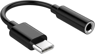 محول مقبس سماعة رأس USB نوع سي رقمي الى 3.5 ملم انثى، اوديو دونجل ، أسود