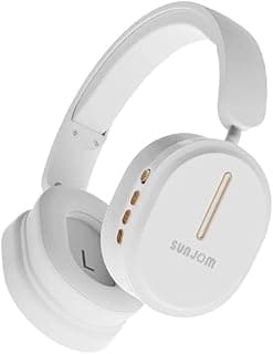 Bluetooth Wireless Headphones,Over Ear Headphones with Microphone clear call,Hi-Fi Sound Deep Bass Comfort Fit Ear Cups 3.5MM Cable Lightweight Headset for iOS,Android for Sports,Home,Office-White